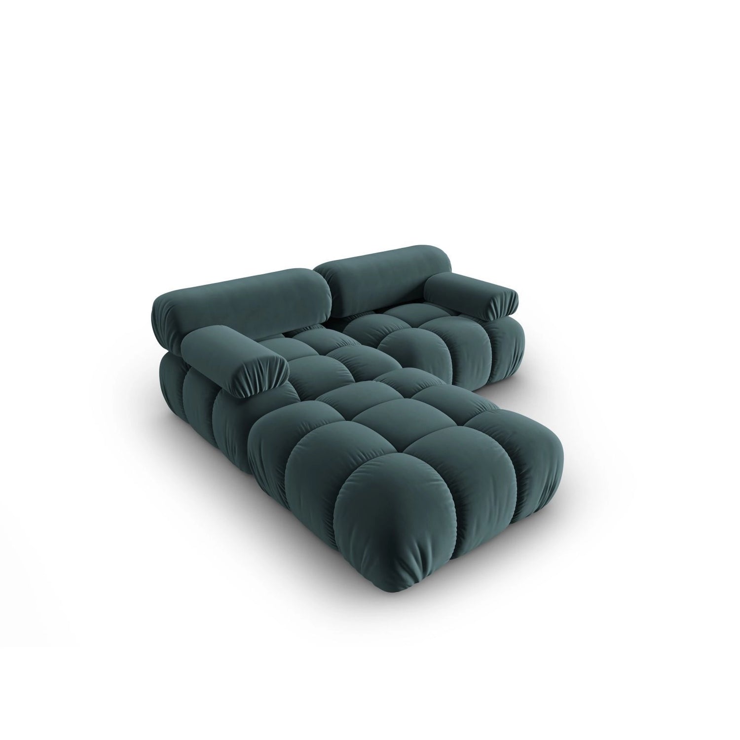 Cortina Modulares 3-Sitzer Ecksofa, Linke Seite, aus Samt in Türkis (Bluvel 85), 188x188 cm von Cosmopolitan Design – Bild 4
