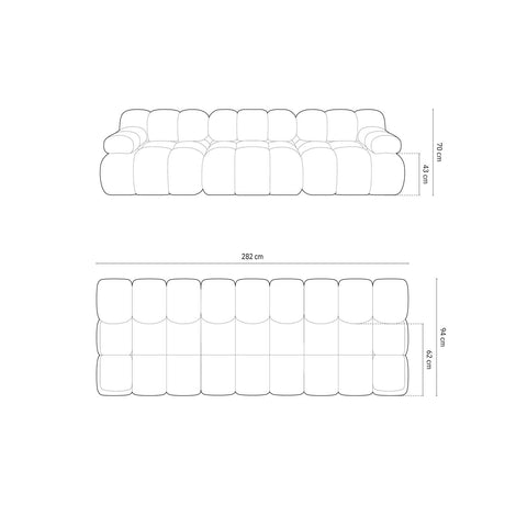 Cortina Modulares 3-Sitzer Sofa aus Samt in Gelb (Bluvel 68), 282x94 cm von Cosmopolitan Design – Bild 2