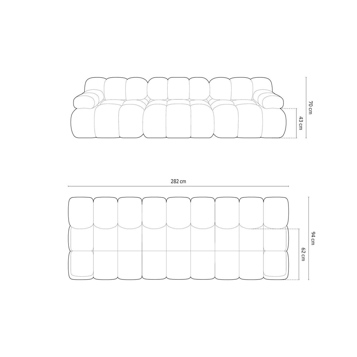 Cortina Modulares 3-Sitzer Sofa aus Samt in Rot (Bluvel 59), 282x94 cm von Cosmopolitan Design – Bild 2