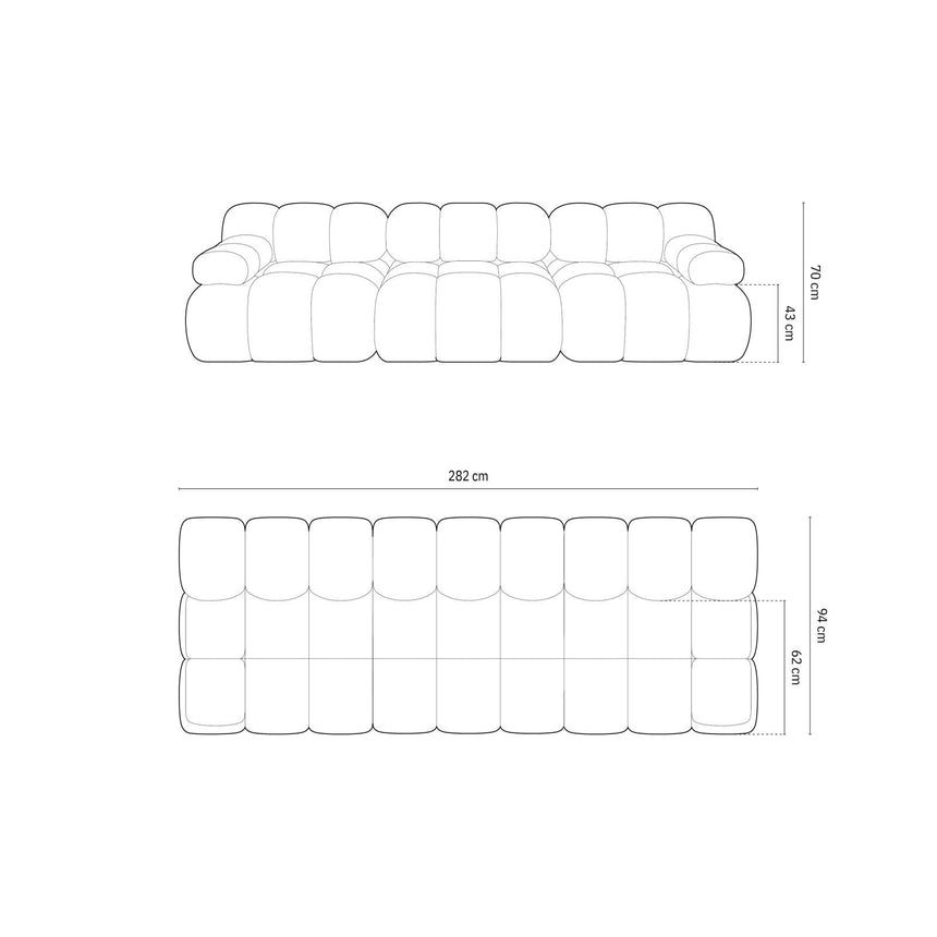 Cortina Modulares 3-Sitzer Sofa aus Samt in Rot (Bluvel 59), 282x94 cm von Cosmopolitan Design – Bild 2