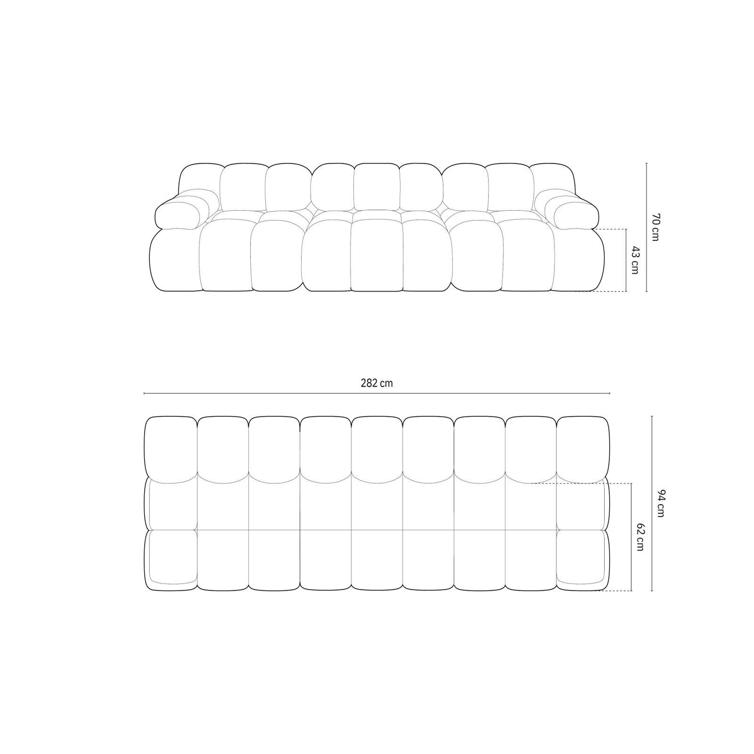 Cortina Modulares 3-Sitzer Sofa aus Samt in Türkis (Bluvel 85), 282x94 cm von Cosmopolitan Design – Bild 2