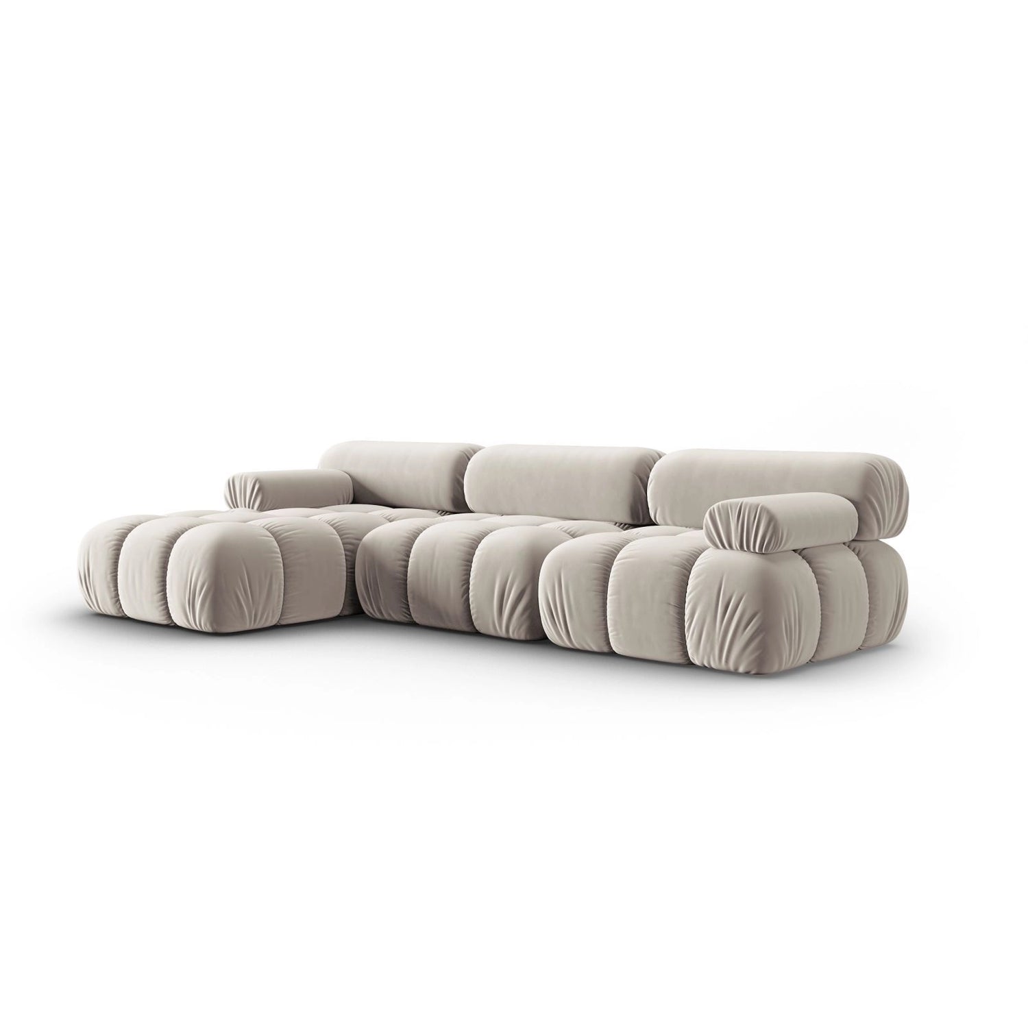 Cortina Modulares 4-Sitzer Ecksofa, Linke Seite, aus Samt in Dunkelbeige (Bluvel 30), 282x155 cm von Cosmopolitan Design – Bild 3