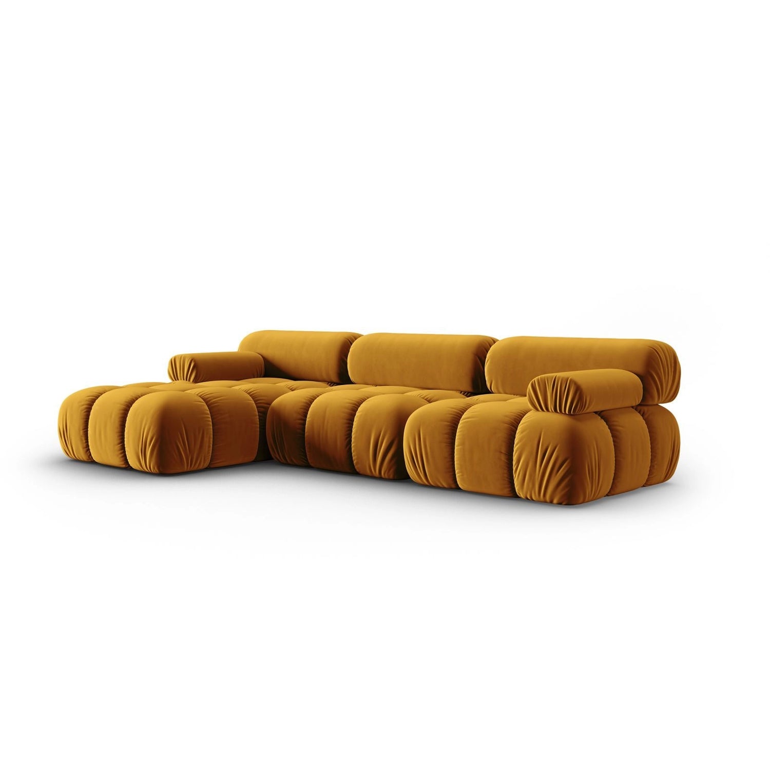 Cortina Modulares 4-Sitzer Ecksofa, Linke Seite, aus Samt in Gelb (Bluvel 68), 282x155 cm von Cosmopolitan Design – Bild 3