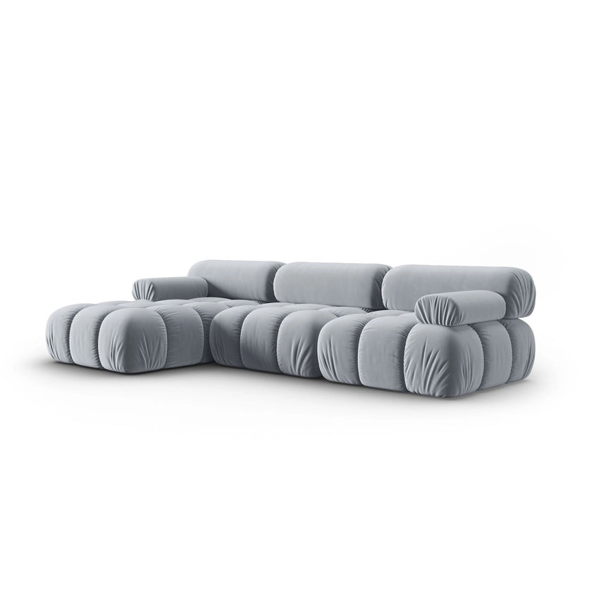 Cortina Modulares 4-Sitzer Ecksofa, Linke Seite, aus Samt in Hellblau (Bluvel 06), 282x155 cm von Cosmopolitan Design – Bild 3