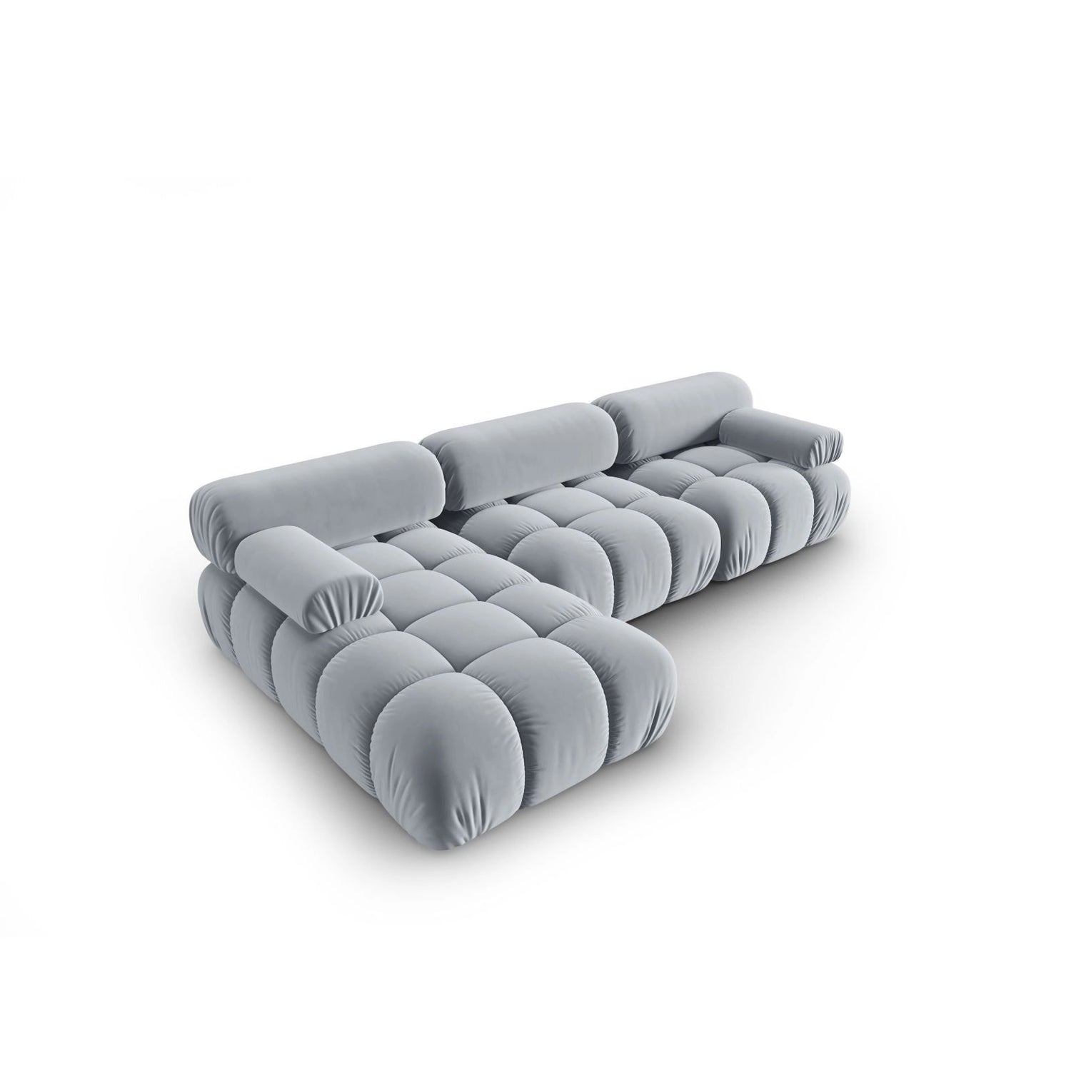 Cortina Modulares 4-Sitzer Ecksofa, Linke Seite, aus Samt in Hellblau (Bluvel 06), 282x155 cm von Cosmopolitan Design – Bild 4