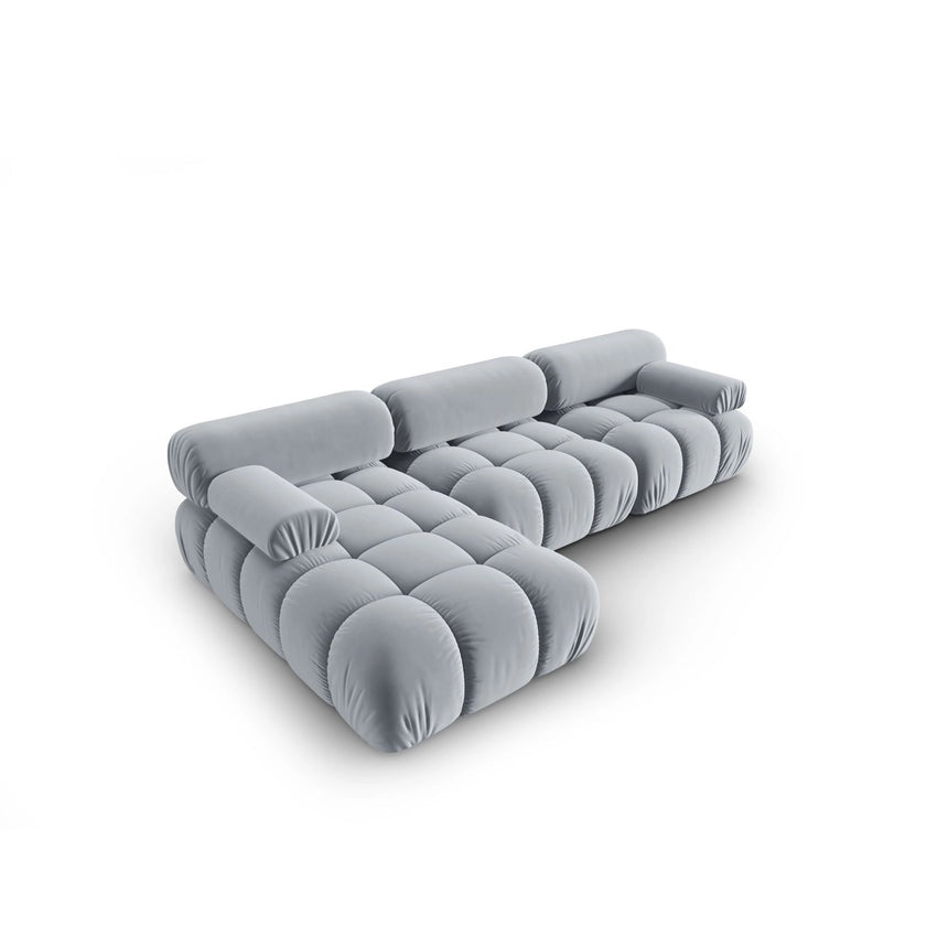 Cortina Modulares 4-Sitzer Ecksofa, Linke Seite, aus Samt in Hellblau (Bluvel 06), 282x155 cm von Cosmopolitan Design – Bild 4