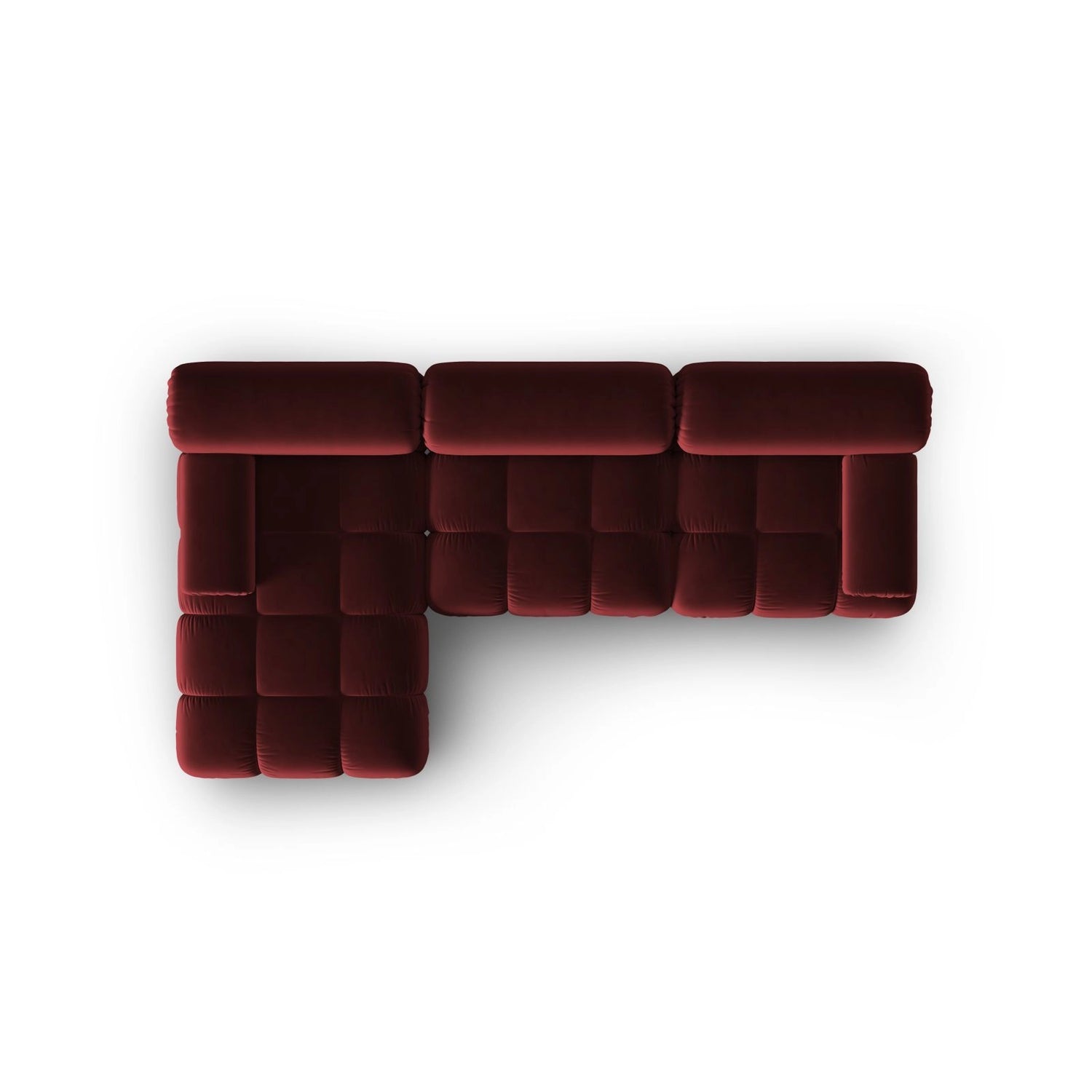 Cortina Modulares 4-Sitzer Ecksofa, Linke Seite, aus Samt in Rot (Bluvel 59), 282x155 cm von Cosmopolitan Design – Bild 6