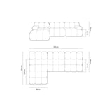 Cortina Modulares 4-Sitzer Ecksofa, Linke Seite, aus Samt in Türkis (Bluvel 85), 282x155 cm von Cosmopolitan Design – Bild 2