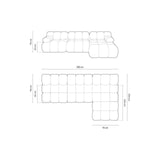 Cortina Modulares 4-Sitzer Ecksofa, Rechte Seite, aus Samt, 282x155 cm von Cosmopolitan Design – Bild 2