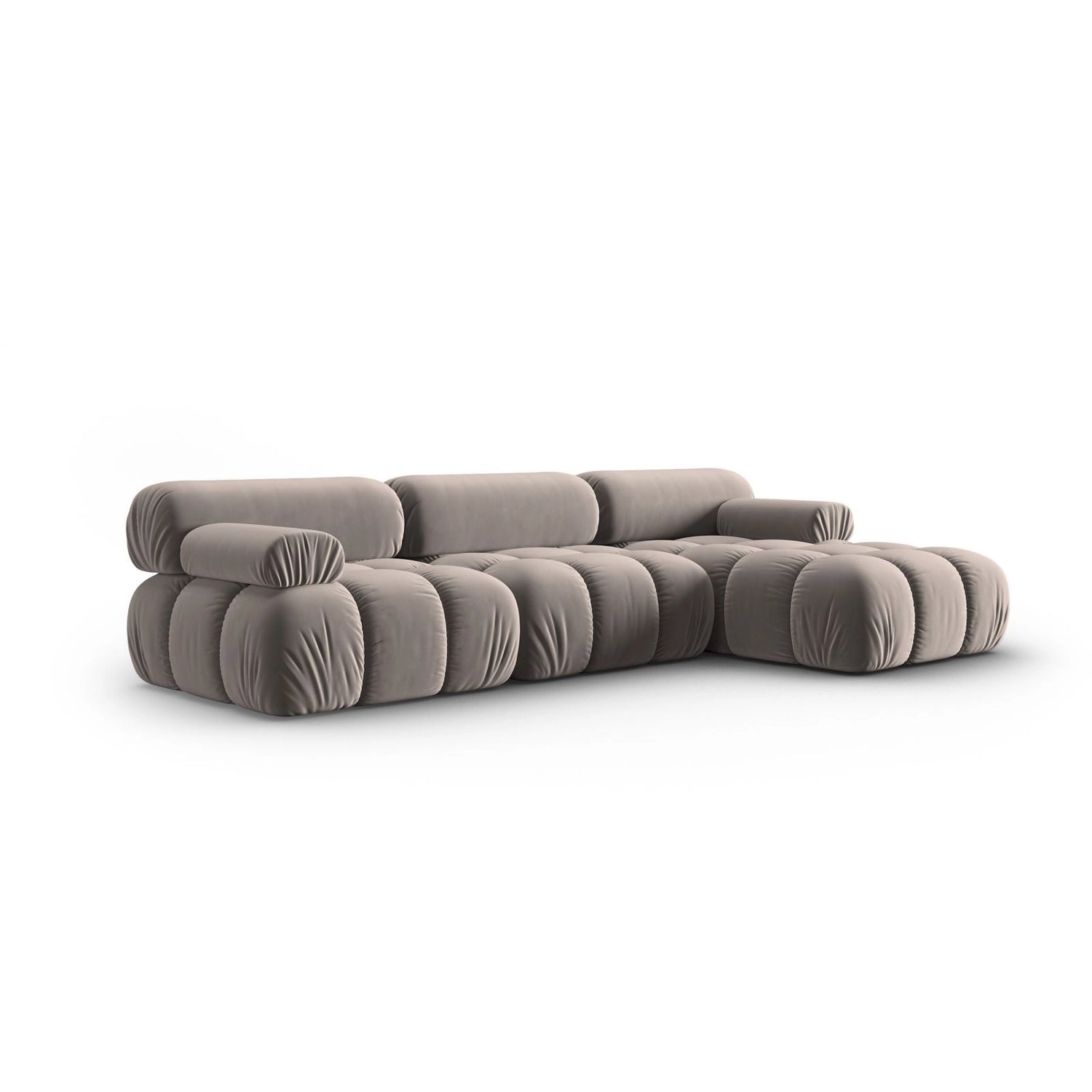 Cortina Modulares 4-Sitzer Ecksofa, Rechte Seite, aus Samt in Cappuccino (Bluvel 40), 282x155 cm von Cosmopolitan Design – Bild 3