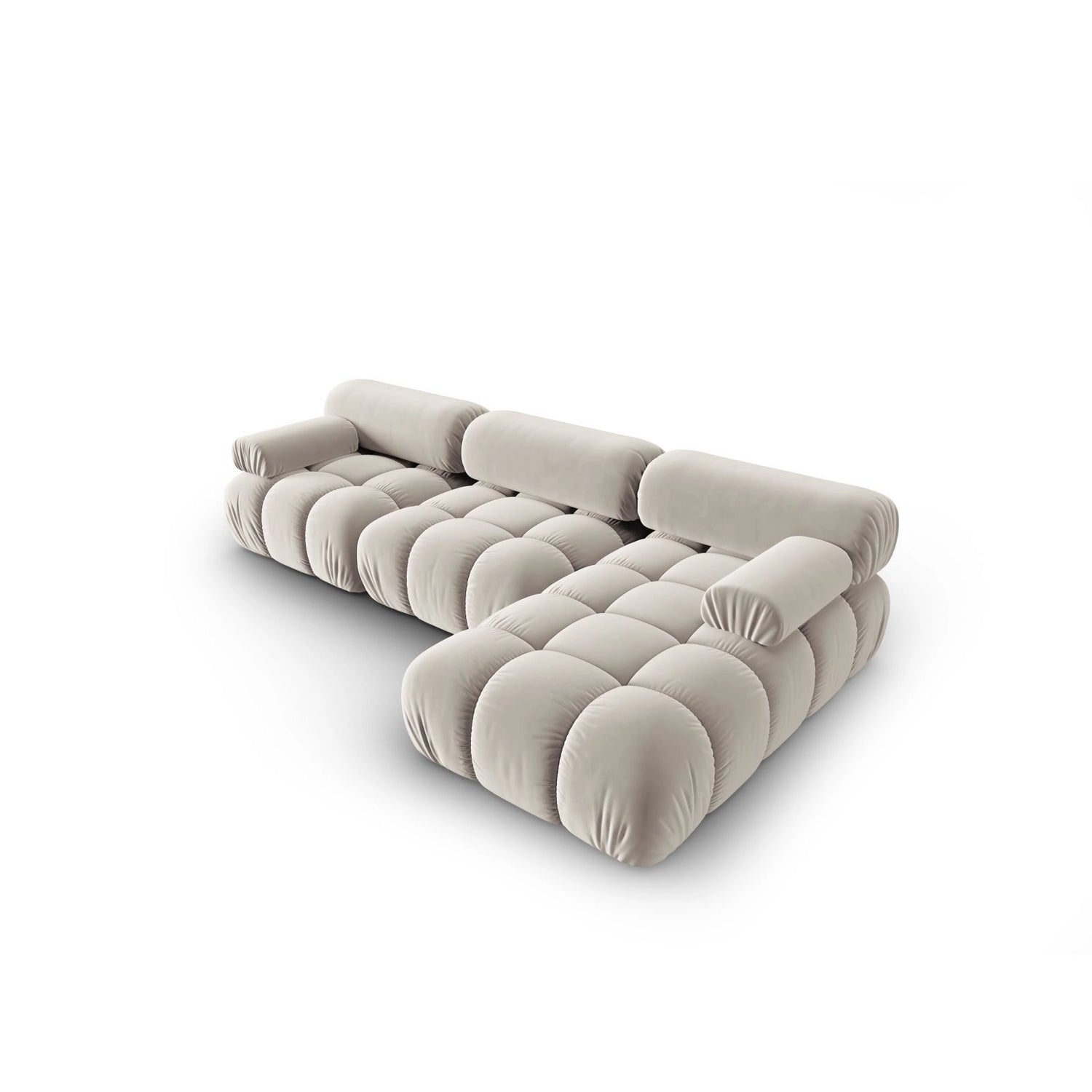 Cortina Modulares 4-Sitzer Ecksofa, Rechte Seite, aus Samt in Dunkelbeige (Bluvel 30), 282x155 cm von Cosmopolitan Design – Bild 4