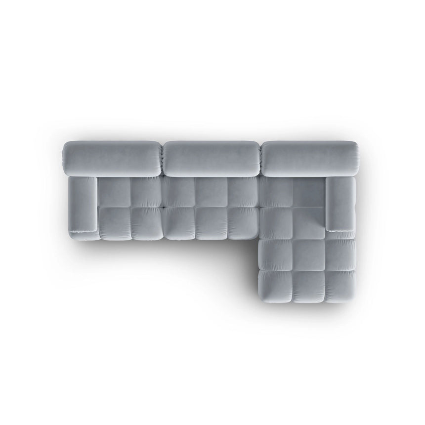 Cortina Modulares 4-Sitzer Ecksofa, Rechte Seite, aus Samt in Hellblau (Bluvel 06), 282x155 cm von Cosmopolitan Design – Bild 6