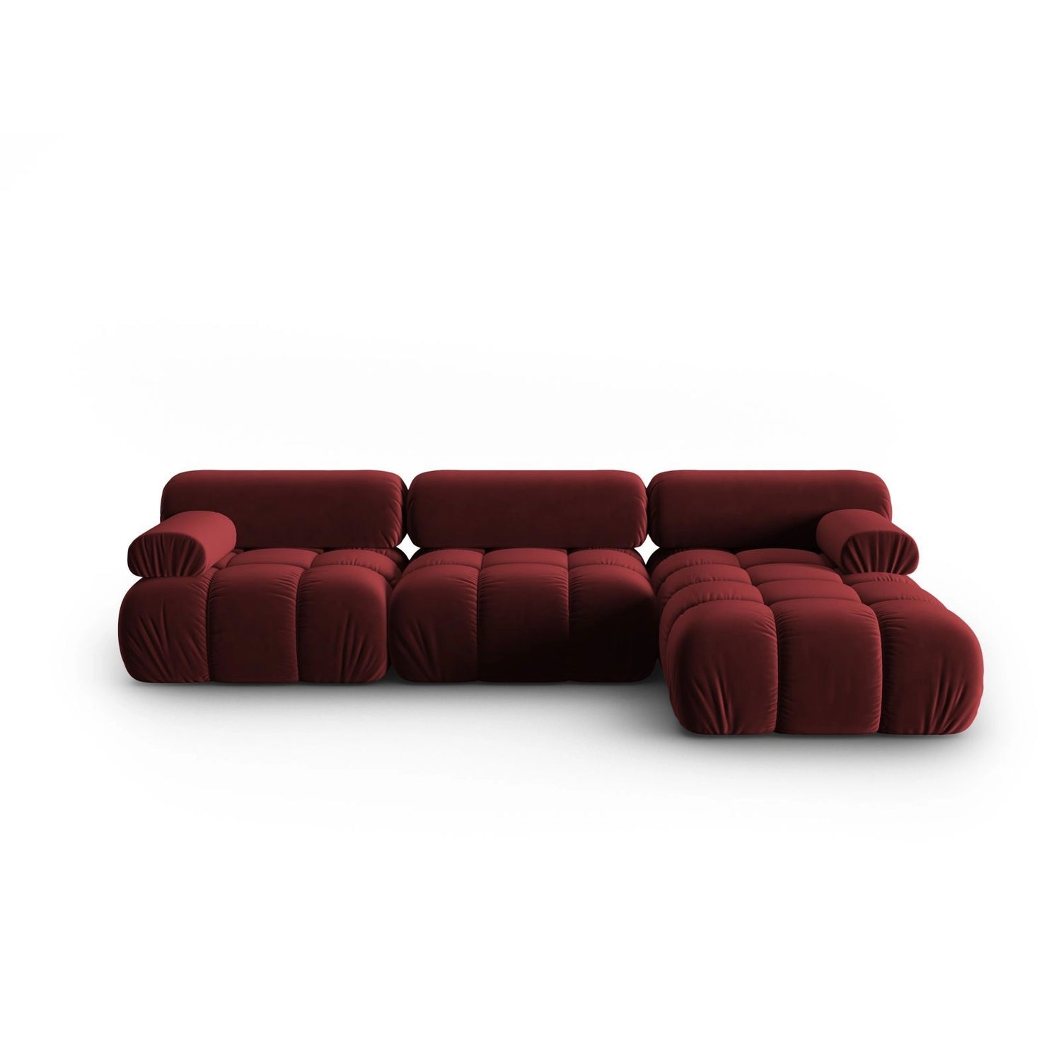 Cortina Modulares 4-Sitzer Ecksofa, Rechte Seite, aus Samt in Rot (Bluvel 59), 282x155 cm von Cosmopolitan Design – Bild 1