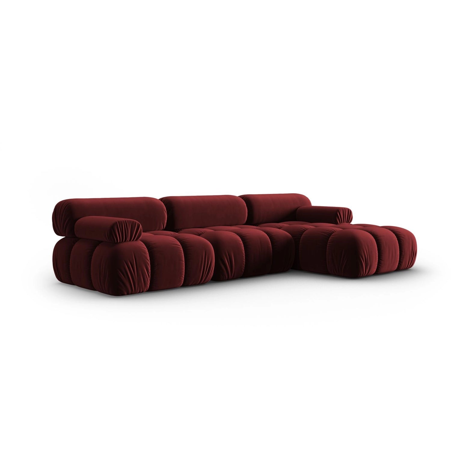 Cortina Modulares 4-Sitzer Ecksofa, Rechte Seite, aus Samt in Rot (Bluvel 59), 282x155 cm von Cosmopolitan Design – Bild 3