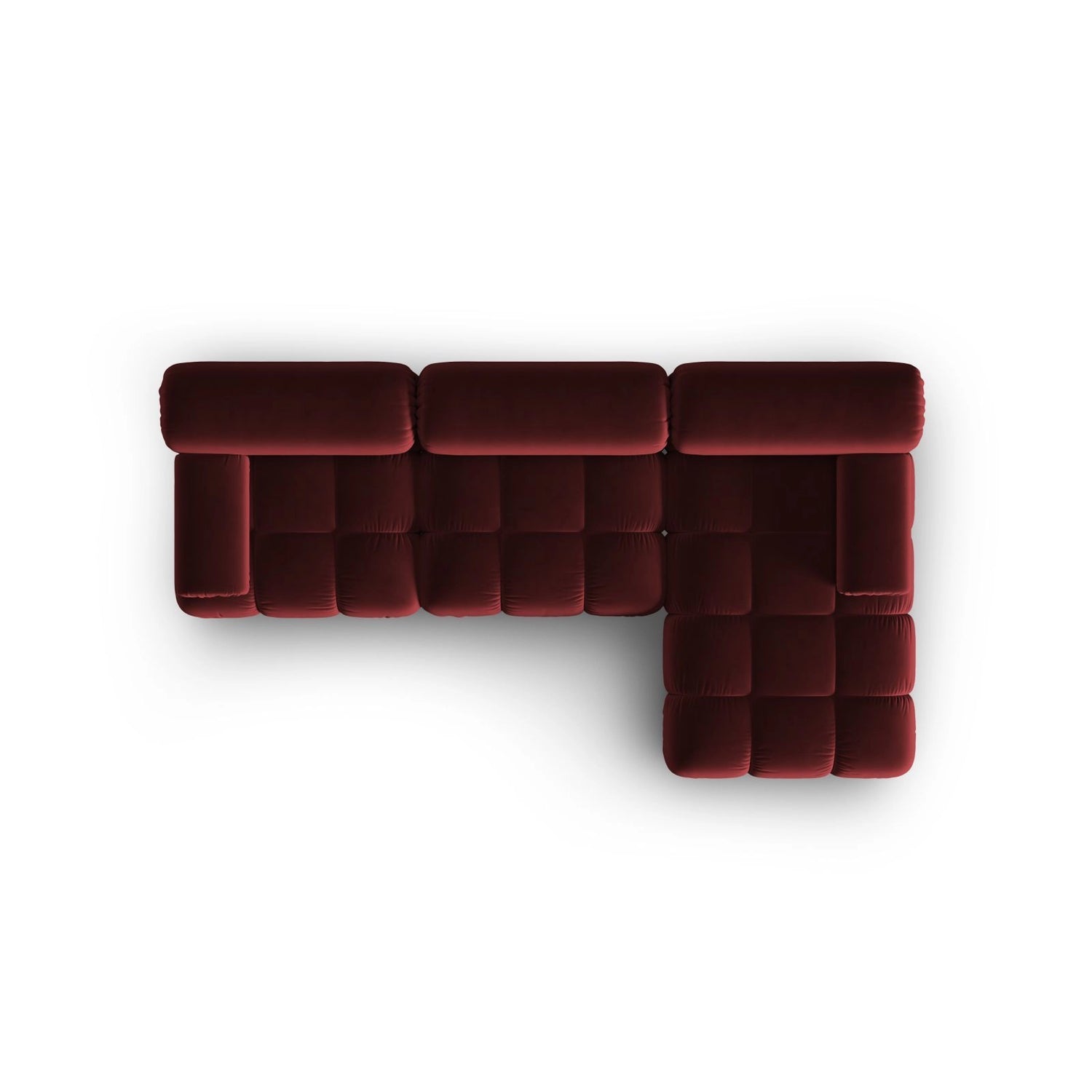 Cortina Modulares 4-Sitzer Ecksofa, Rechte Seite, aus Samt in Rot (Bluvel 59), 282x155 cm von Cosmopolitan Design – Bild 6