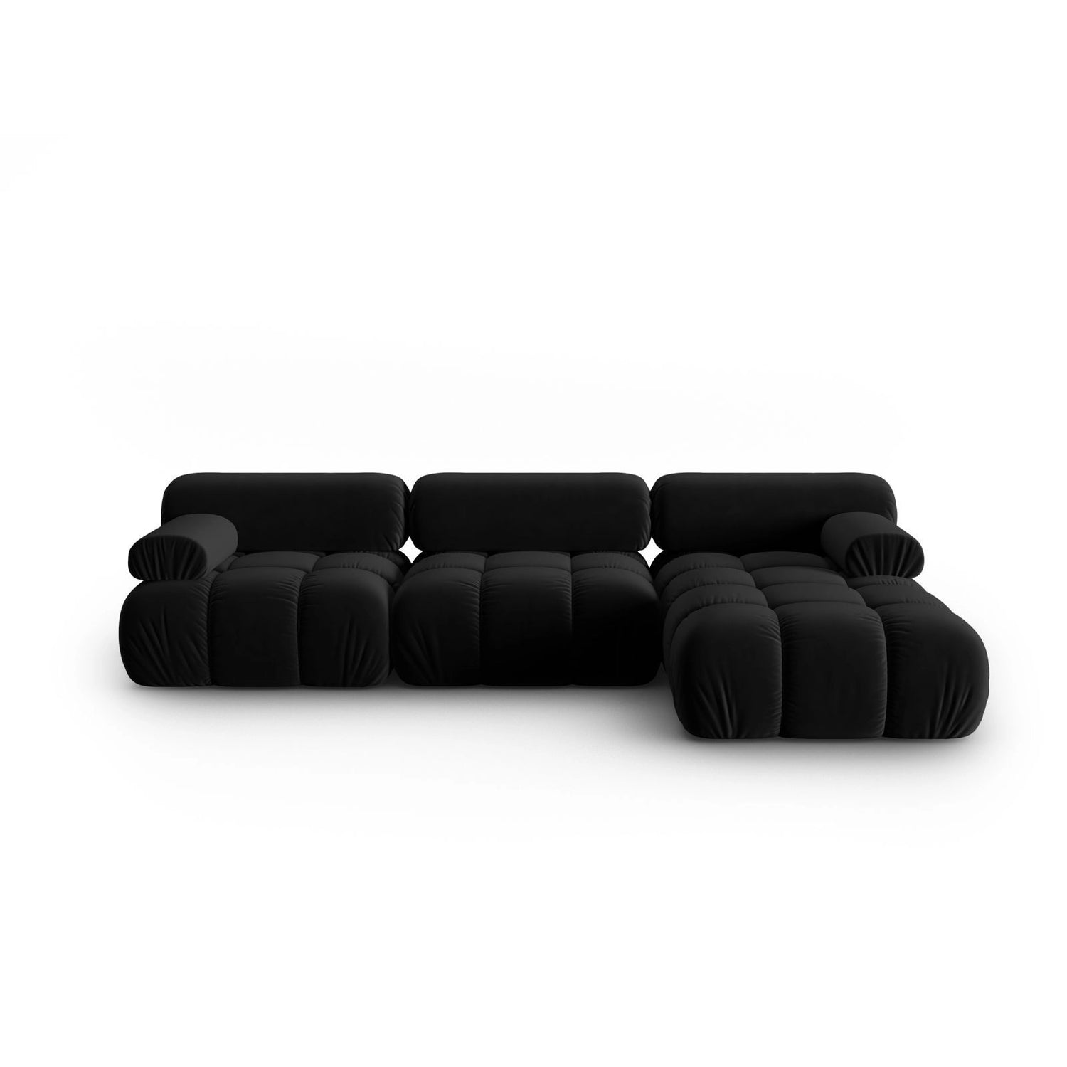 Cortina Modulares 4-Sitzer Ecksofa, Rechte Seite, aus Samt in Schwarz (Bluvel 19), 282x155 cm von Cosmopolitan Design – Bild 1