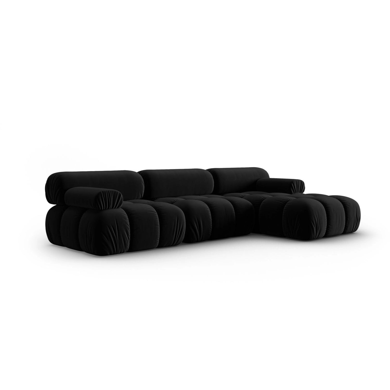Cortina Modulares 4-Sitzer Ecksofa, Rechte Seite, aus Samt in Schwarz (Bluvel 19), 282x155 cm von Cosmopolitan Design – Bild 3