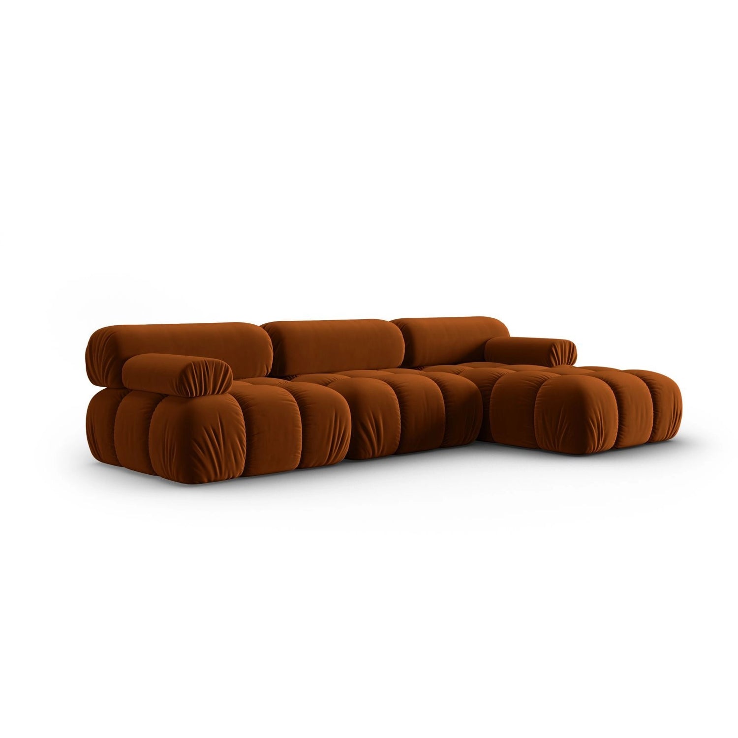 Cortina Modulares 4-Sitzer Ecksofa, Rechte Seite, aus Samt in Terrakotta (Bluvel 4215), 282x155 cm von Cosmopolitan Design – Bild 3