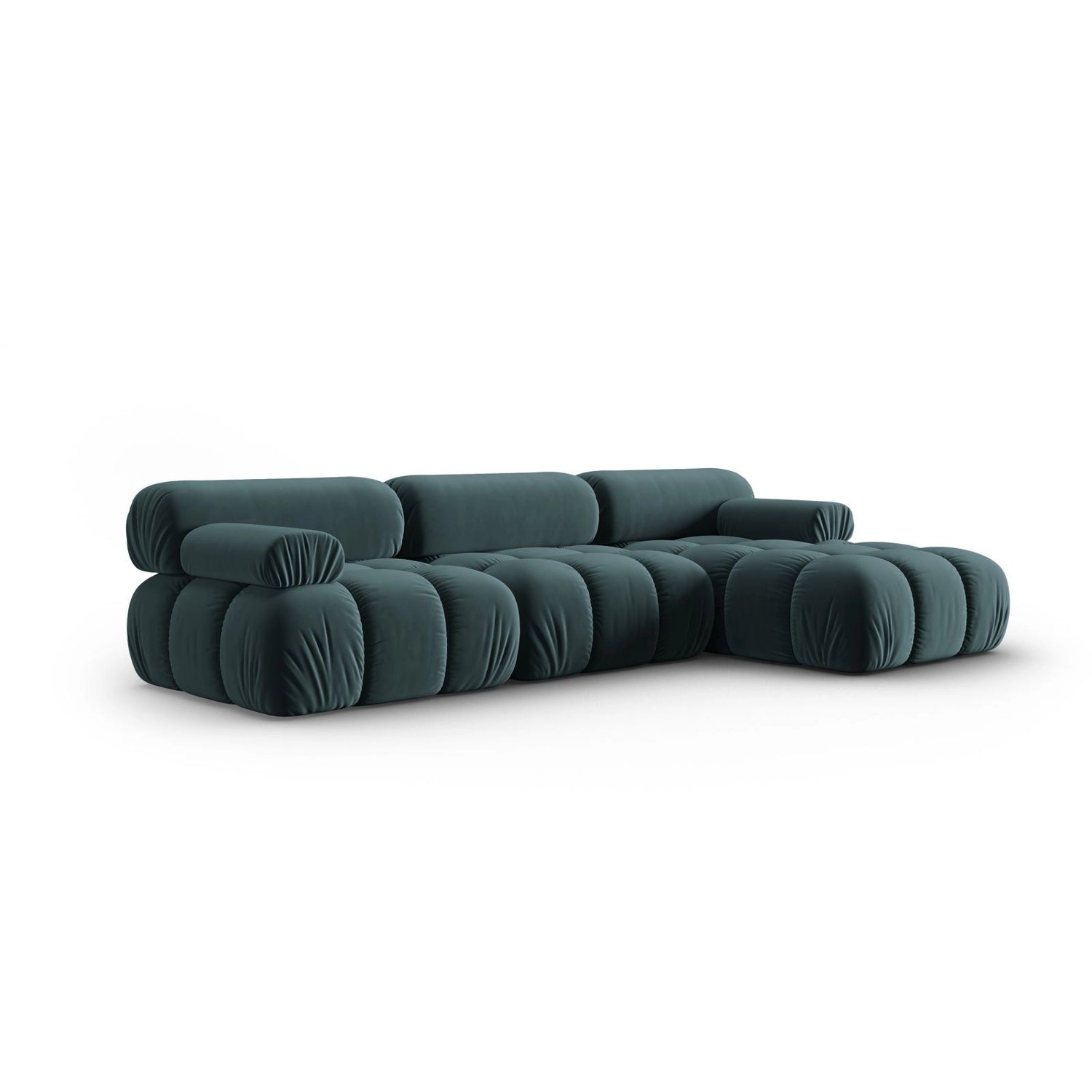 Cortina Modulares 4-Sitzer Ecksofa, Rechte Seite, aus Samt in Türkis (Bluvel 85), 282x155 cm von Cosmopolitan Design – Bild 3