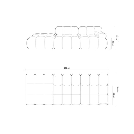 Cortina Modulares 4-Sitzer Sofa, Linke Seite, aus Samt in Gelb (Bluvel 68), 282x94 cm von Cosmopolitan Design – Bild 2