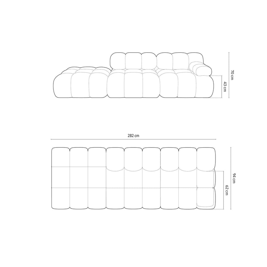 Cortina Modulares 4-Sitzer Sofa, Linke Seite, aus Samt in Türkis (Bluvel 85), 282x94 cm von Cosmopolitan Design – Bild 2
