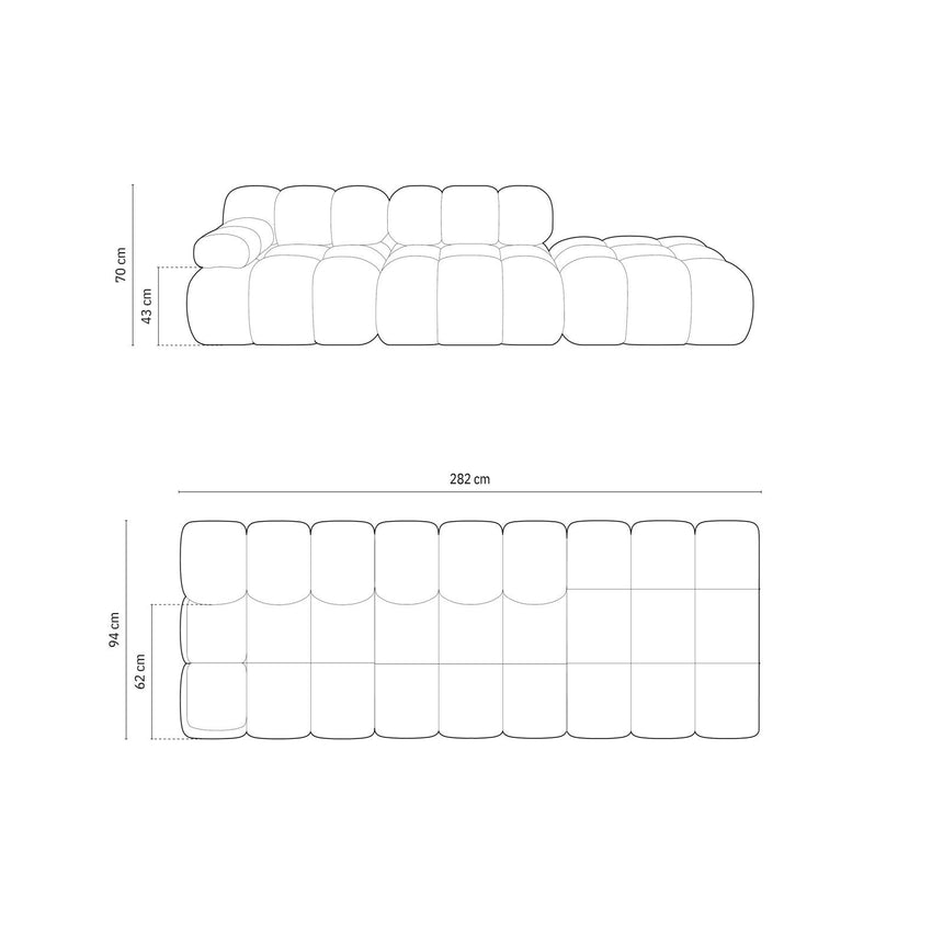 Cortina Modulares 4-Sitzer Sofa, Rechte Seite, aus Samt in Dunkelbeige (Bluvel 30), 282x94 cm von Cosmopolitan Design – Bild 2