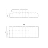 Cortina Modulares 4-Sitzer Sofa, Rechte Seite, aus Samt in Rot (Bluvel 59), 282x94 cm von Cosmopolitan Design – Bild 2