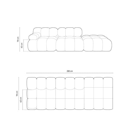 Cortina Modulares 4-Sitzer Sofa, Rechte Seite, aus Samt in Terrakotta (Bluvel 4215), 282x94 cm von Cosmopolitan Design – Bild 2
