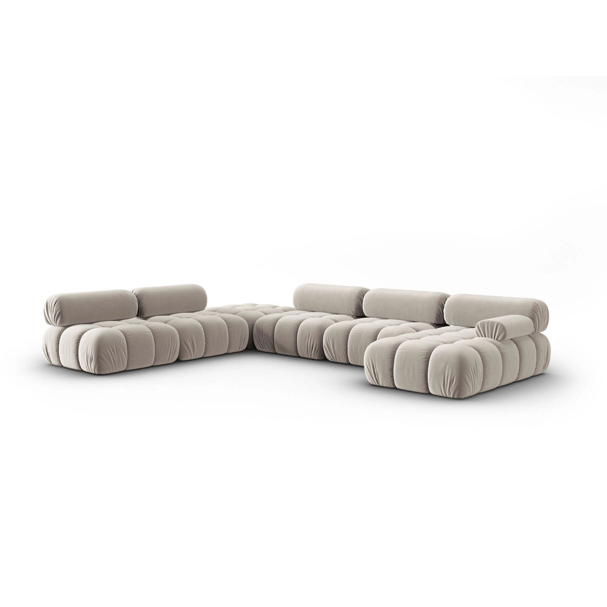 Cortina Modulares 7-Sitzer Panoramasofa, Linke Seite, aus Samt in Dunkelbeige (Bluvel 30), 376x282 cm von Cosmopolitan Design – Bild 3