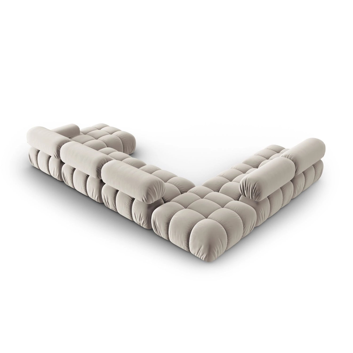 Cortina Modulares 7-Sitzer Panoramasofa, Linke Seite, aus Samt in Dunkelbeige (Bluvel 30), 376x282 cm von Cosmopolitan Design – Bild 5