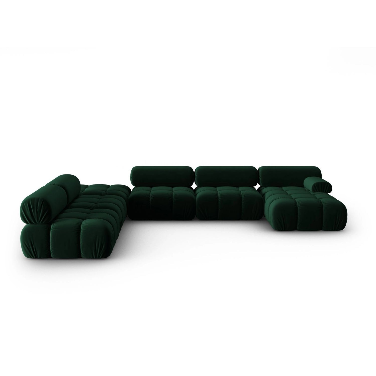 Cortina Modulares 7-Sitzer Panoramasofa, Linke Seite, aus Samt in Flaschengrün (Bluvel 78), 376x282 cm von Cosmopolitan Design – Bild 1