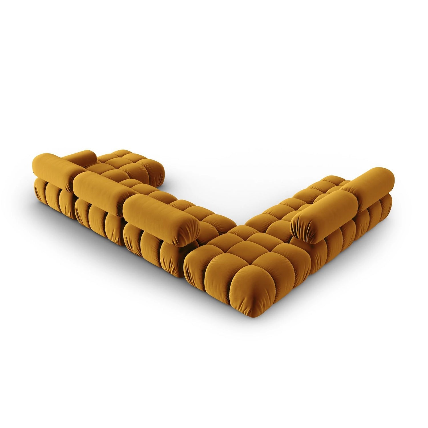Cortina Modulares 7-Sitzer Panoramasofa, Linke Seite, aus Samt in Gelb (Bluvel 68), 376x282 cm von Cosmopolitan Design – Bild 5