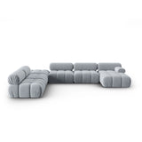 Cortina Modulares 7-Sitzer Panoramasofa, Linke Seite, aus Samt in Hellblau (Bluvel 06), 376x282 cm von Cosmopolitan Design – Bild 1