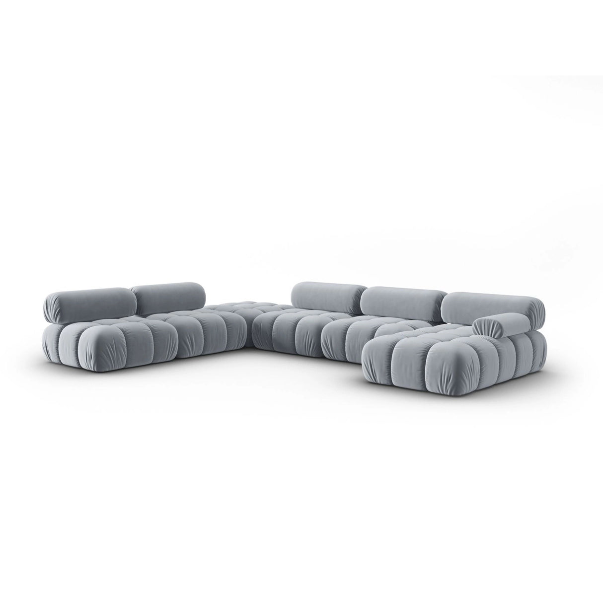 Cortina Modulares 7-Sitzer Panoramasofa, Linke Seite, aus Samt in Hellblau (Bluvel 06), 376x282 cm von Cosmopolitan Design – Bild 3
