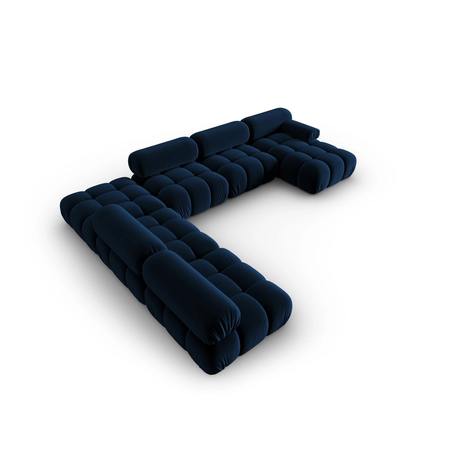 Cortina Modulares 7-Sitzer Panoramasofa, Linke Seite, aus Samt in Königsblau (Bluvel 86), 376x282 cm von Cosmopolitan Design – Bild 4