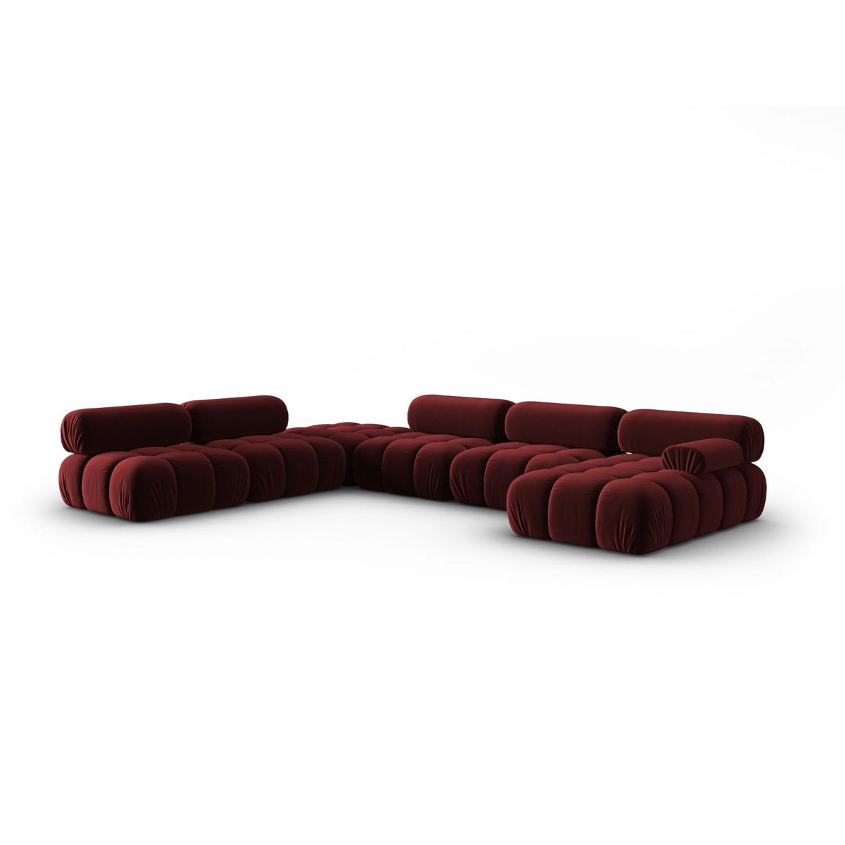 Cortina Modulares 7-Sitzer Panoramasofa, Linke Seite, aus Samt in Rot (Bluvel 59), 376x282 cm von Cosmopolitan Design – Bild 3
