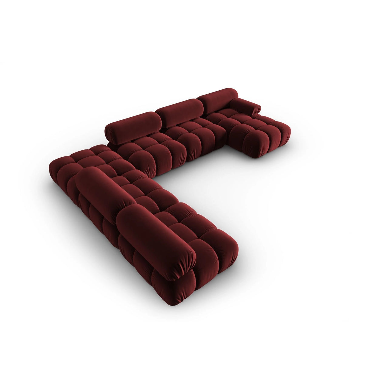 Cortina Modulares 7-Sitzer Panoramasofa, Linke Seite, aus Samt in Rot (Bluvel 59), 376x282 cm von Cosmopolitan Design – Bild 4