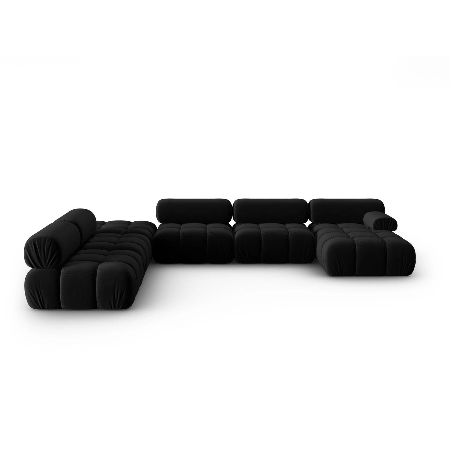 Cortina Modulares 7-Sitzer Panoramasofa, Linke Seite, aus Samt in Schwarz (Bluvel 19), 376x282 cm von Cosmopolitan Design – Bild 1