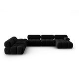 Cortina Modulares 7-Sitzer Panoramasofa, Linke Seite, aus Samt in Schwarz (Bluvel 19), 376x282 cm von Cosmopolitan Design – Bild 1