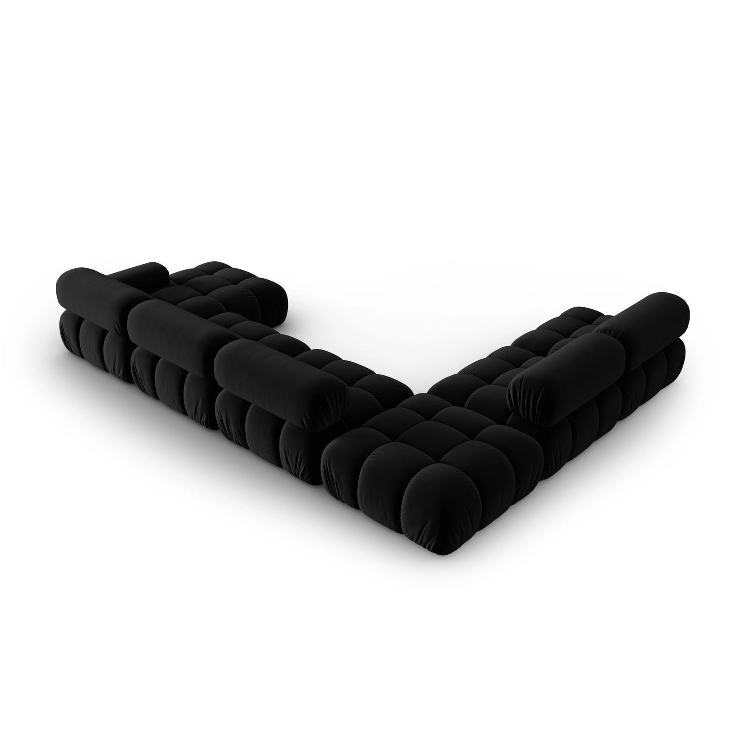 Cortina Modulares 7-Sitzer Panoramasofa, Linke Seite, aus Samt in Schwarz (Bluvel 19), 376x282 cm von Cosmopolitan Design – Bild 5