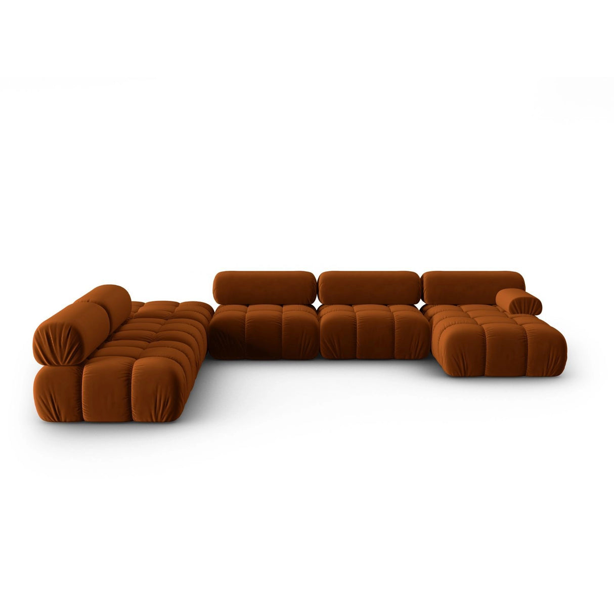 Cortina Modulares 7-Sitzer Panoramasofa, Linke Seite, aus Samt in Terrakotta (Bluvel 4215), 376x282 cm von Cosmopolitan Design – Bild 1
