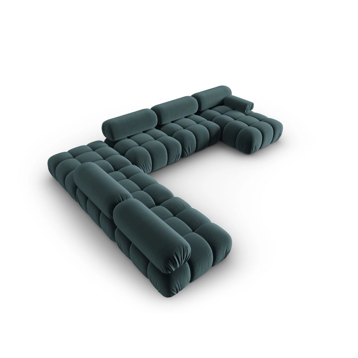 Cortina Modulares 7-Sitzer Panoramasofa, Linke Seite, aus Samt in Türkis (Bluvel 85), 376x282 cm von Cosmopolitan Design – Bild 4