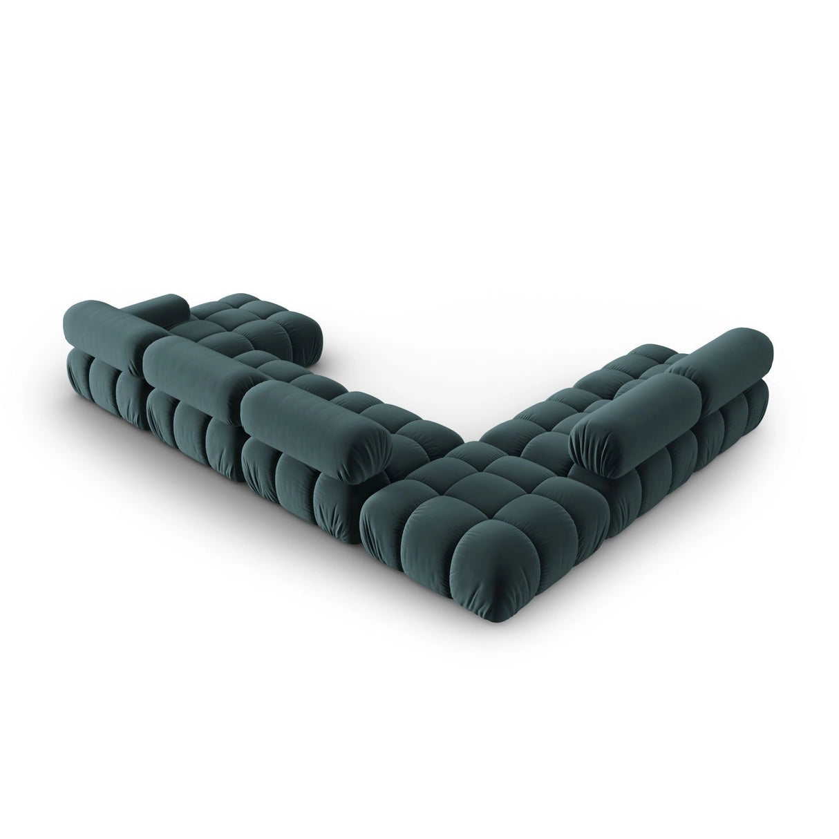 Cortina Modulares 7-Sitzer Panoramasofa, Linke Seite, aus Samt in Türkis (Bluvel 85), 376x282 cm von Cosmopolitan Design – Bild 5