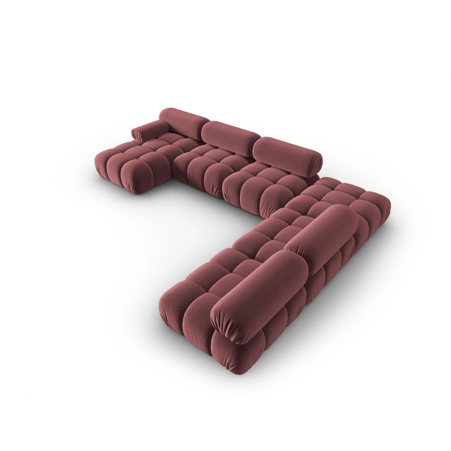 Cortina Modulares 7-Sitzer Panoramasofa, Rechte Seite, aus Samt, 376x282 cm von Cosmopolitan Design – Bild 4