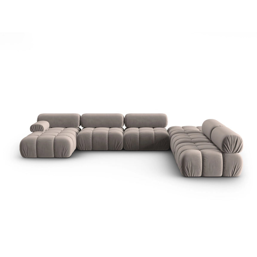 Cortina Modulares 7-Sitzer Panoramasofa, Rechte Seite, aus Samt in Cappuccino (Bluvel 40), 376x282 cm von Cosmopolitan Design – Bild 1