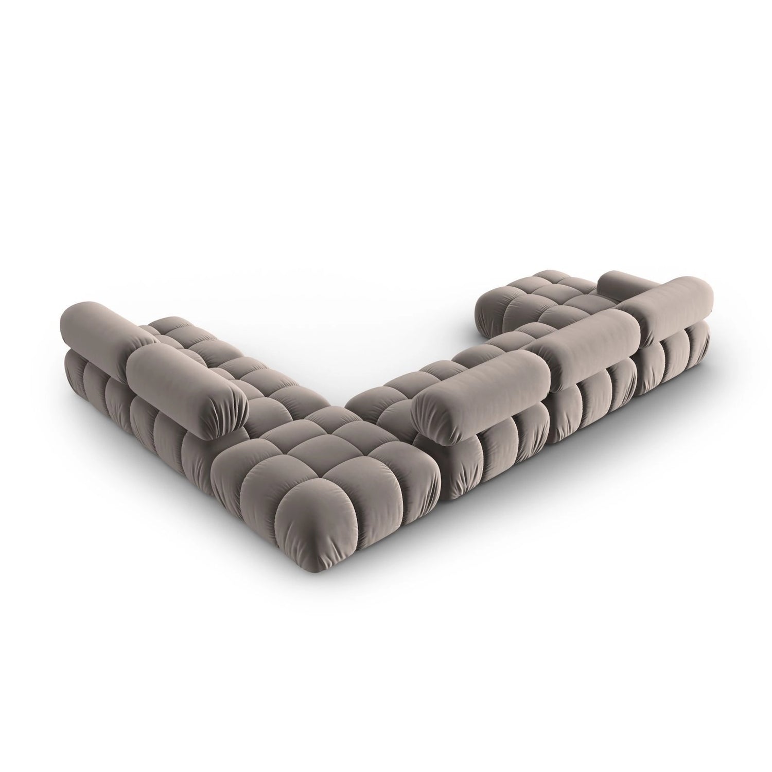 Cortina Modulares 7-Sitzer Panoramasofa, Rechte Seite, aus Samt in Cappuccino (Bluvel 40), 376x282 cm von Cosmopolitan Design – Bild 5