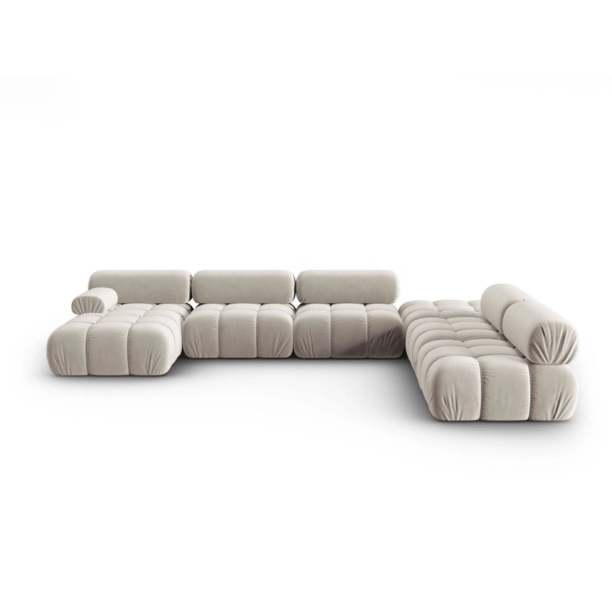 Cortina Modulares 7-Sitzer Panoramasofa, Rechte Seite, aus Samt in Dunkelbeige (Bluvel 30), 376x282 cm von Cosmopolitan Design – Bild 1