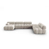 Cortina Modulares 7-Sitzer Panoramasofa, Rechte Seite, aus Samt in Dunkelbeige (Bluvel 30), 376x282 cm von Cosmopolitan Design – Bild 1