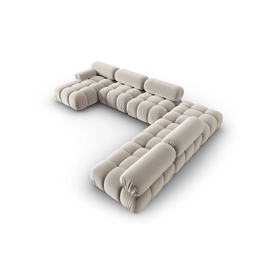 Cortina Modulares 7-Sitzer Panoramasofa, Rechte Seite, aus Samt in Dunkelbeige (Bluvel 30), 376x282 cm von Cosmopolitan Design – Bild 4