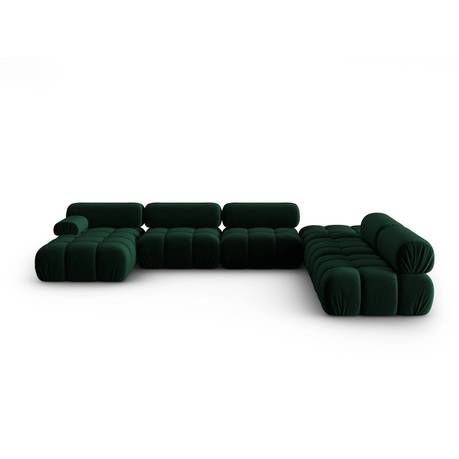 Cortina Modulares 7-Sitzer Panoramasofa, Rechte Seite, aus Samt in Flaschengrün (Bluvel 78), 376x282 cm von Cosmopolitan Design – Bild 1
